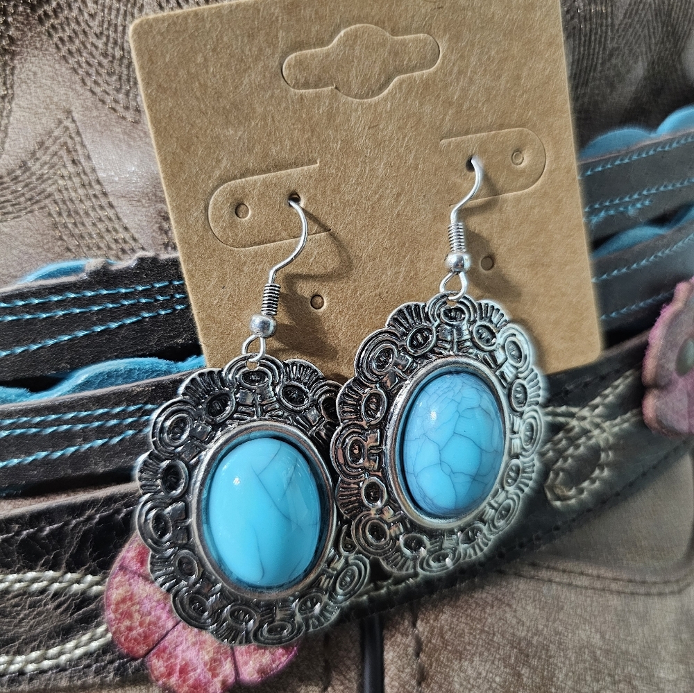 Western Turquoise Dangle Earrings